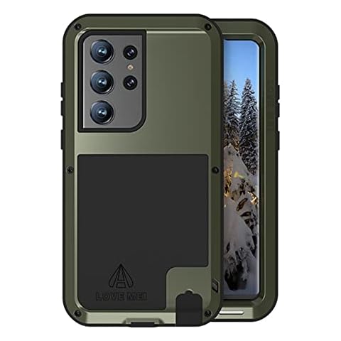 LOVE MEI for Samsung Galaxy S23 Ultra Metal Case, Outdoor Heavy Duty Rugged Aluminum Metal Military Bumper Shockproof Protection Case Cover【Without Tempered Glass】 for Samsung Galaxy S23 Ultra (Green) Cover