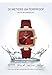 Gosasa Fashion Large Square Dial Women's Watch Minimalist Diamond Quartz Ladies Wristwatch High-end Leather Strap Casual Simple Waterproof Watches for Women (Red)