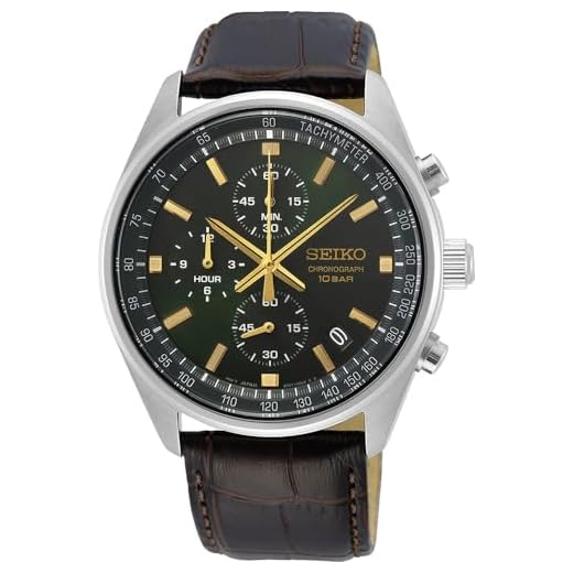 Seiko Reloj Analógico para Hombre de Cuarzo japonés con Correa en Cuero Genuino SSB385P1