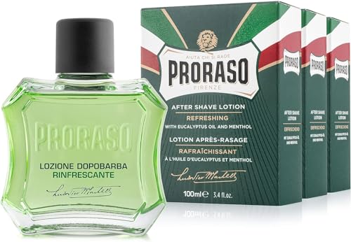 Proraso - Proraso Lot de 3 lotions après-rasage rafraîchissantes, 3 x 100 ml, Soin du visage pour homme à l'huile d'eucalyptus et au menthol, Fabriqué en Italie - -13%