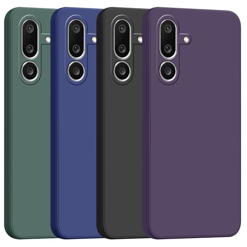 Image of amazon basics Back Cover for Samsung Galaxy M56 5G / Galaxy F56 5G | Ultra Slim Soft Rubberised Case | Matte Silicone Flexible Mobile Case | Camera Protection - Purple