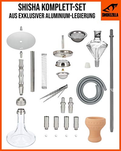 Smokezilla® MINYA 2S Shisha Set Anthrazit - 2 Schläuche + Anschluss & Mundstücke - Inklusive Shisha Zubehör Mit… – Bild 3