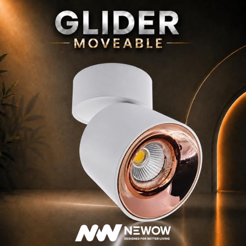 Image of NW 7W Glider SF Moveable White with Rose Gold Aluminium 360 Degree Adjustable Cylindrical Shape LED Surface Light | COB Light | Wall Light | Spot Light | Light Color- Natural White (Pack of 4)