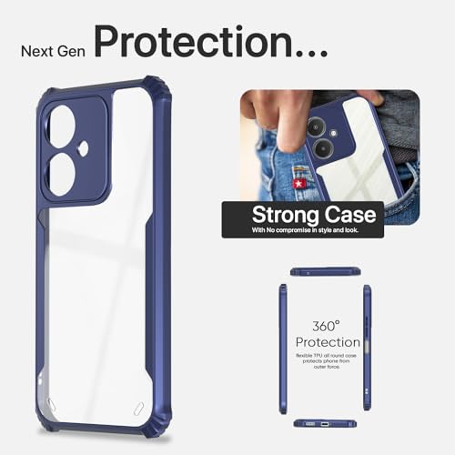 Image of Pikkme Redmi 13C 5G Back Cover | Crystal Clear Transparent Back | Ultra Hyrbid | Full Camera Protection | Raised Edge | Bumper Back Case (Blue)