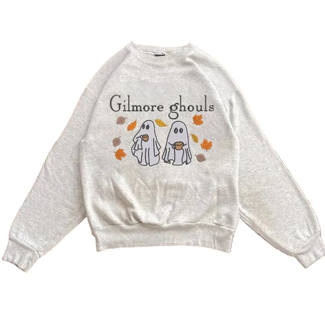 Bellelement Halloween Gilmore Ghouls Shirt Halloween Ghost Embroidered Sweatshirt