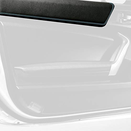 RedlineGoods Upper Door Trim Compatible with Scion FR-S 2012-16. Tailor Made - not Universal. Genuine top-Grade Italian Black Perforated Leather with Silver Thread