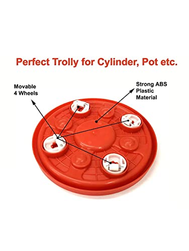 Image of Ansa Gas Cylinder Trolley with 4 Smooth Wheels | Heavy-Duty, Long Lasting LPG Cylinder Stand | Durable & Convenient Kitchen Gas Trolley for Everyday Use (Red)
