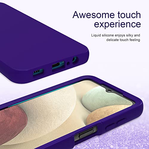Pulen For Samsung Galaxy A12 Case With Built-In Screen Protector,Rugged Pc Front Cover + Soft Tpu Non-Slip Back Cover, Shockproof Full-Body Protective Case Cover-Purple #TOP5