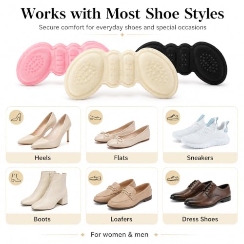 Image of 6 Pairs Heel Pads for Shoes, Heel Inserts for Women, Heel Grips for Womens Shoes, Heel Heel Cushion Inserts to Improved Shoe Fit and Comfort, Prevent Heel Slip and Blister-Pale