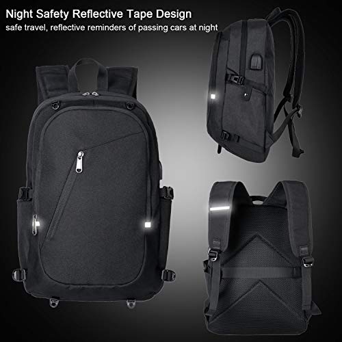 Cafele Laptop Backpack,Travel Computer Bag For Women Men,Anti Theft Water Resistant College School Bookbag,Slim Business Backpacks With Usb Charging Port Fits15.6 Laptop Notebook,Black #TOP5