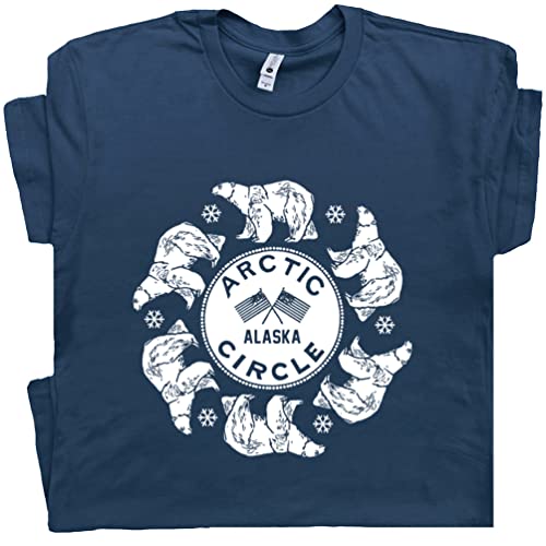 XXL - Arctic Circle T Shirt Alaska Mens Womens Tee Polar Bear Colorado Ski Mount Everest North Pole Montana Skiing National Park Blue