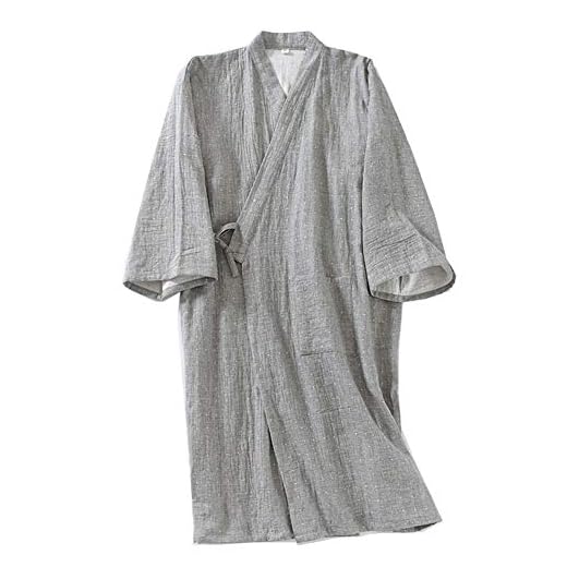 un-brand Japanische Kimono-Doppelgaze-Baumwollrobe für Herren in Übergröße Zen-Kleidung Taoistische Kleidung (Größe L, B4)