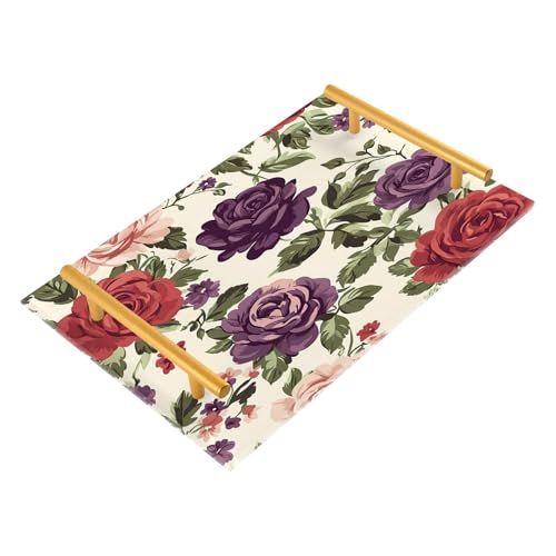 BOESI Graffiti Vintage Rose Tray, Tray with Handles, Countertop Organizer, Decorative