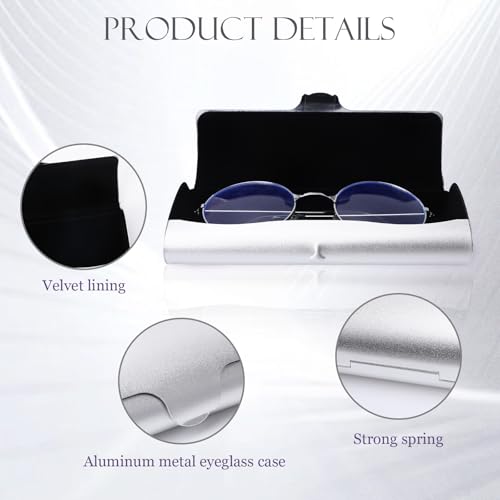 Image of Hifot Aluminium Glasses Case, Slim Reading Glasses Case, Portable Travel Metal Eyeglass Spectacles Protection Hard Shell