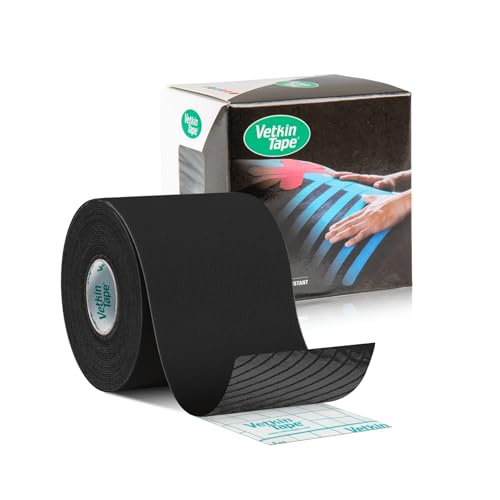 VetkinTape Kinesiologie Tape für Tiere - Schwarz (6cm*5m) | 1 Rolle Kinesiotape für Pferde und Hunde | Latexfrei und TÜV-zertifiziertes Kinesiotapes | 25%+ stärkere Acryl-Klebeschicht