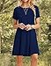 MOLERANI Women's Casual Plain Simple T-Shirt Loose Dress(Navy Blue,XL)