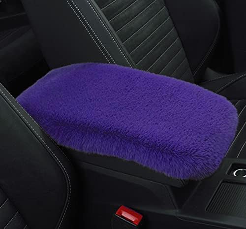 Forala Auto Center Console Pad Fluffy Coral Fleece Car Armrest Seat Box Cover Protector Universal Fit (Z-Purple)