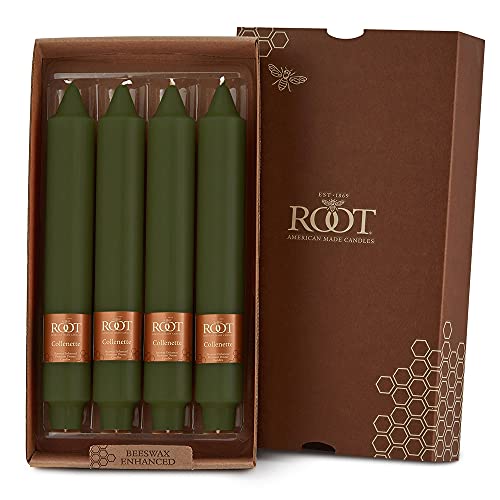 Bougies collenette haut de gamme Root Candles en cire olive foncé de 22,9 cm de hauteur