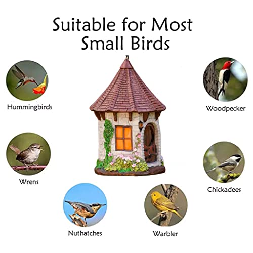 Suqefan Resin Hanging Bird Houses For Outside Clearance Prime,Birdhouses For Outdoors Clearance，Gifts For Bird Lovers,Garden Decor Decorations，Gardening Gifts For Men(Brick Roof) #TOP4