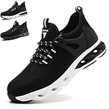 Hilax Arbeitsschuhe Sicherheitsschuhe Herren Damen Leicht Schutzschuhe Sportlich Arbeitsturnschuhe Stahlkappe Sneaker rutschfest Atmungsaktiv Weiß 41 EU