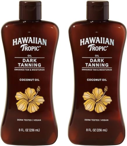 Image of Hawaiian Tropic Dark Tanning Oil, 8 Fl Oz | Moisturizing Body Oil with Cocoa Butter, Tan Enhancer, 8 Fl Oz each Twin Pack (Pack of 6)