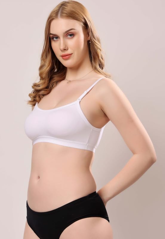 Image of London Hills Women's Cotton Sports Bra for Women Solid Bra Wireless & Non Padded Full Coverage Soft Hold Straps Super Combed Cotton Elastane Stretch Full Coverage Slip-On Active Bra