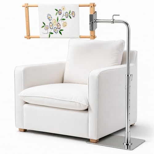 Image of MARGAR Workstand with Side Clamp, for Lowery Stand, Adjustable Cross Stitch Floor Stand, Rotating Needlepoint Stand, Fits Q-Snap Frames, and Scroll Rods up to 20 inch Wide, Heavy Duty Metal Construction