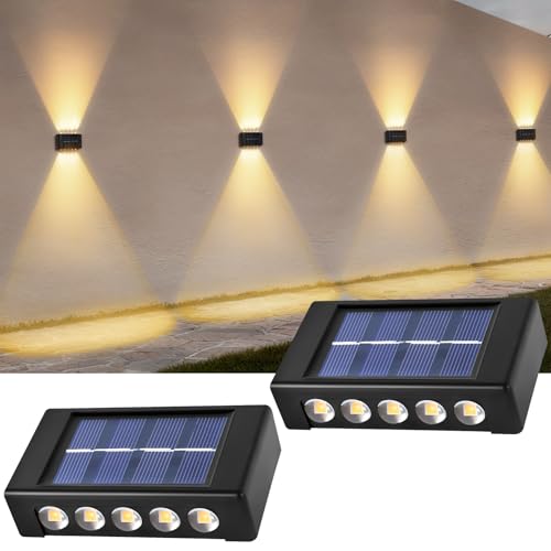 AXFEE 2 Pezzi Lampada da Parete a Energia Solare, IP44 Impermeabile, Luce Solare Led Esterno, Luci LED Solare Esterno Giardino, per Giardino, Parete, Veranda, Percorso, Garage
