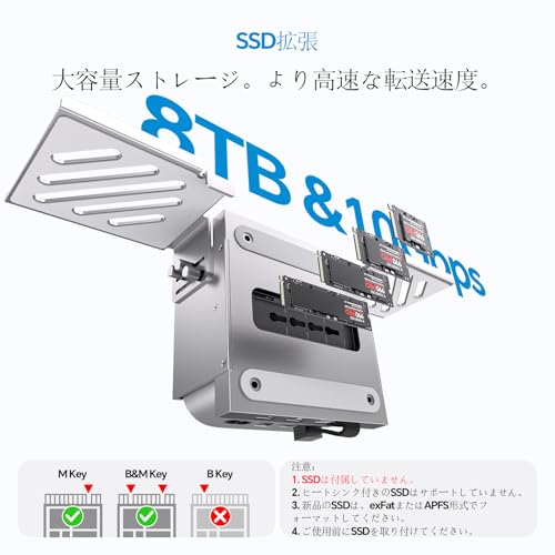 Image of Mac mini M4 Dock & Stand with M.2 NVMe 8TB SSD Enclosure, Macmini M4 Hub with HDMI 4K 60Hz, 3 USB-A 10Gbps for Mac mini M4 /M4 Pro 2024 (VESA Mac mini M4 Dock)