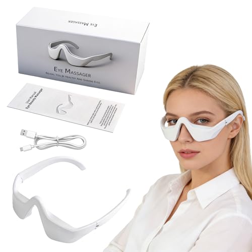 Under Eye Red Light Therapy Device Red Light Therapy Glasses 4 Modes Microcurrent 3 Levels EMS Intensity Eye Massager for Relieve Eye Bags Dark Circles and Puffiness periorbital