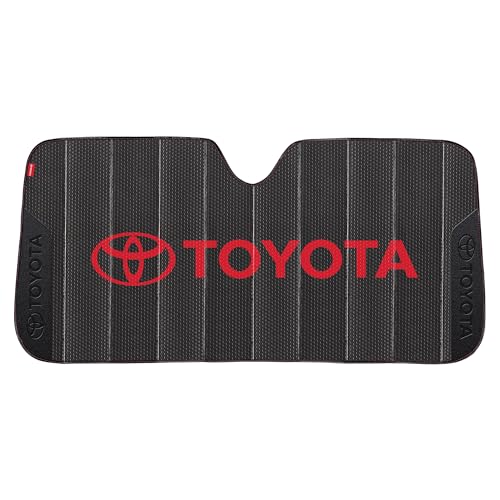 Plasticolor 002825R01 Toyota 4 Runner Tacoma Red Logo Front Windshield Accordion Sunshade - 55 x 23 inch