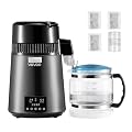 VEVOR Water Distiller, 4L /1.1 Gallon Pure Water Distilled for Home Table Countertop, 750W Distilling Maker with Glass Carafe, Stainless Steel Interior Drinking Machine to Make Clean Waters, Grey