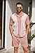 COOFANDY Men's Short Set 2 Piece Outfits Knit Button Up Shirt Retro Short Sleeve Polo Shirts and Short Set Summer Beach Suit