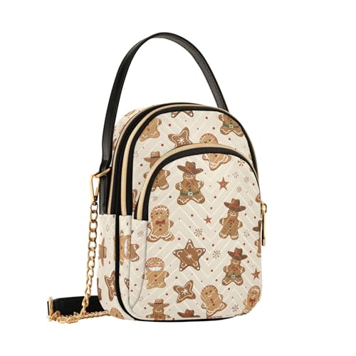 Gingerbread Christmas Snowflake Crossbody Bag for Women Mini Cell Phone Purse Women's Shoulder Handbag2