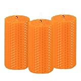 KONNI Beeswax Orange Pillar Candles Set of 3, 2'x 4' Unscented Pillar Candles Bulk, 20 Hours Long Burning Candles, Smokeless&Dripless Large Round Candle for Wedding, Decoration, Parties, Spas, Dinner
