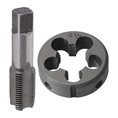 BQLZR BSP 1/2 Alloy Steel Threading Screw Thread Die + HSS Hand Tap Taper Kit Threading Tool for Machining External Threads Cover