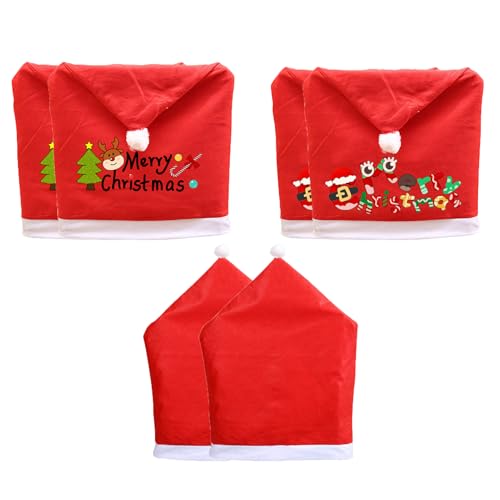 Stuhlhussen Weihnachten, 6er Set Weihnachtsdeko Stuhlbezug Innen,...