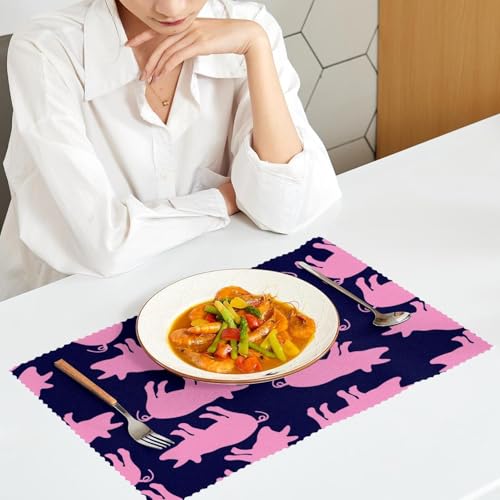 Set de table thermorésistant motif cochon rose antidérapant pour table à manger - 7