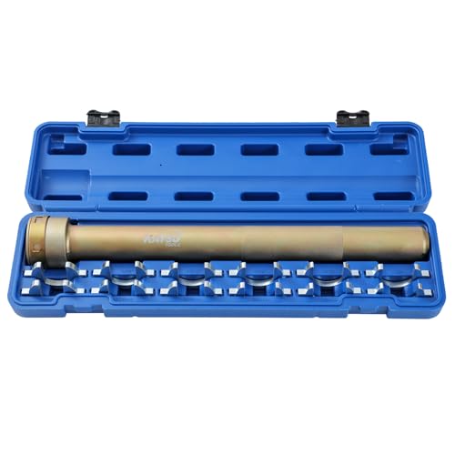 KATSU Tools 13-Pieces Inner Tie Rod Removal Tool Kit with 1/2 Inch Drive Tool and 12 x Inch & Metric Crowfoot Adapters (1-3/16 to 42mm) - For Cars Trucks SUVs Model 450742