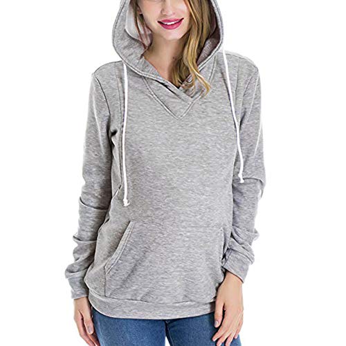 OHQ Sudadera con Capucha De EnfermeríA Mujer Mangas Largas Tops SóLidos Sudadera con Capucha para Amamantar Negro Blanco Gris Azul Rojo