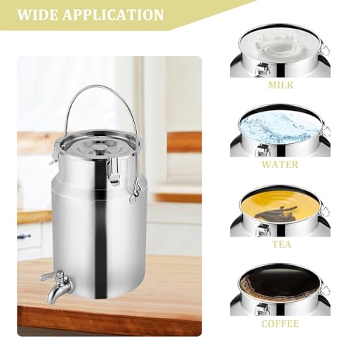 Bidon de lait en acier inoxydable 304 avec couvercle scellé 5L pour vin - 7
