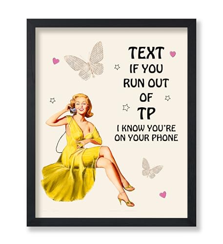 Poster Master Retro Pin-Up Girl Poster - Text If You Run Out of TP Print - Burlesque Art - Trendy Art - Pop Art - Gift for Men & Women - Funny Wall Decor for Bathroom or Dorm - 8x10 UNFRAMED Wall Art