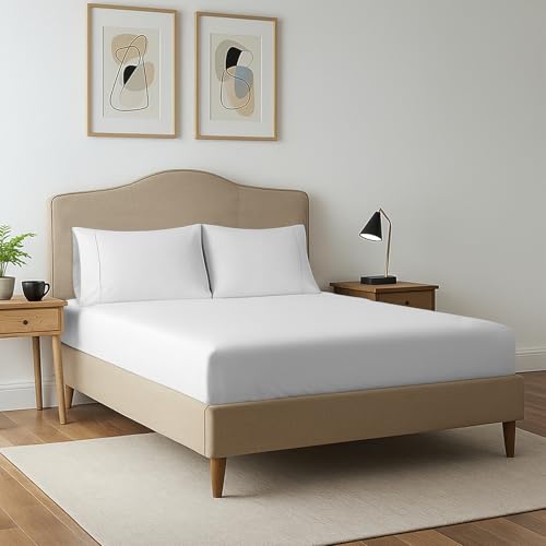 Pizuna Cotton California King Fitted Sheet + 2 Pillowcases Set 400TC White