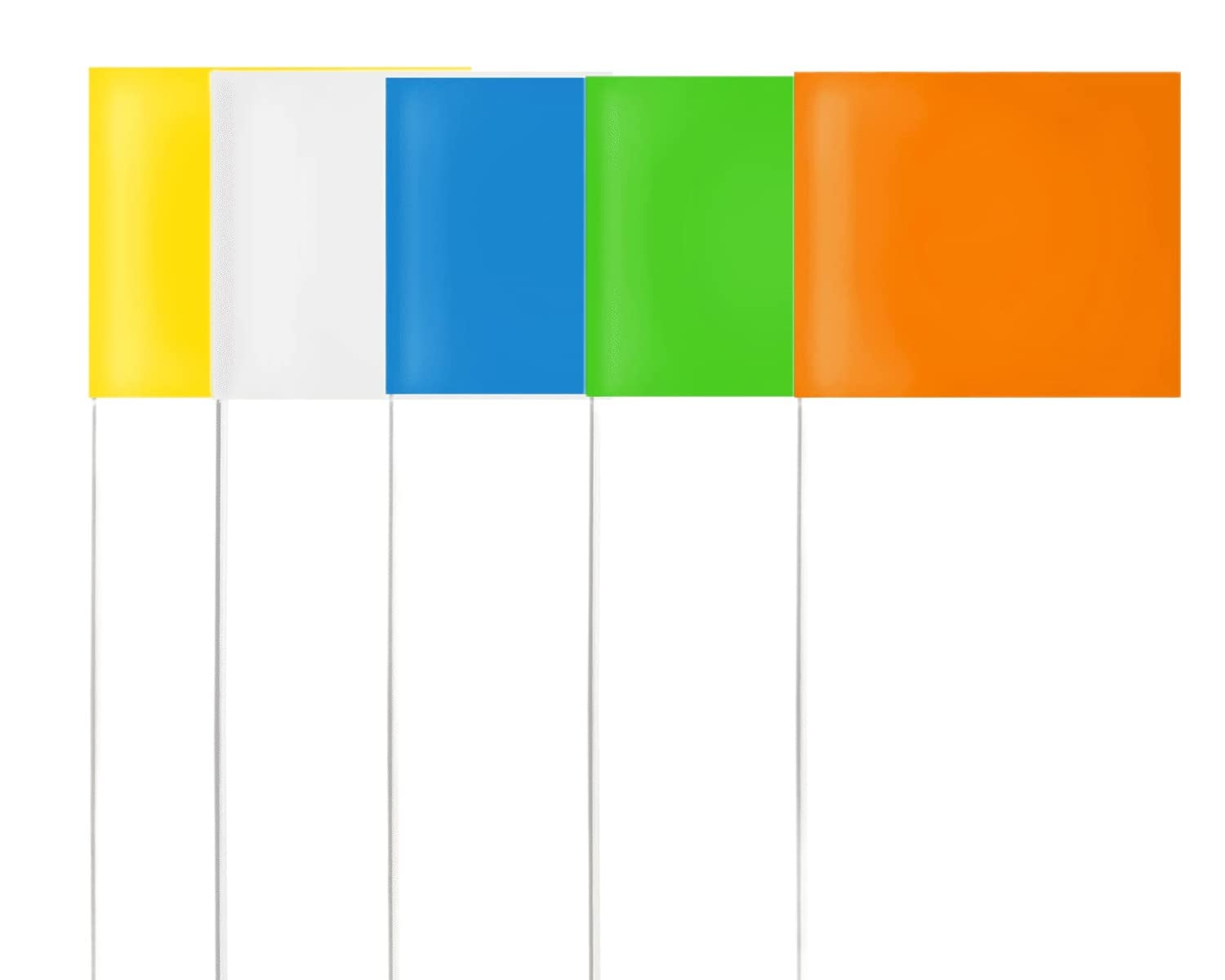 50 Pack 4.92"x3.81" Marking Flags with 15.3" Steel Pole Coloured Yard