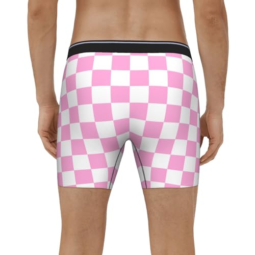 White Checkered Race Men's Boxer Briefs, Mens Trunks Underwear Wicking-Breathable Underpants 5