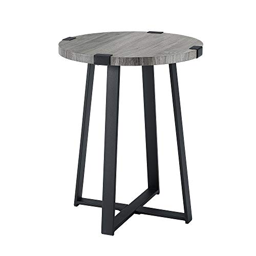 Walker Edison Anastasia Modern Metal Wrap X Base Accent Table, 18 Inch, Slate Grey
