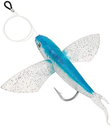 Ownsig Seawater Fishing Soft Wings Bait Hook Flying Fish Lure Boat Trolling Tuna Mackerel Baits Fishing Accessory 22cm Artificial Bait with Hook