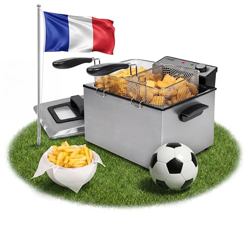 Princess Friteuse à huile – 5 L – Habillage en acier inoxydable – 3270 W – Zone froide pour une friture saine – Couvercle avec filtre et vitre –...