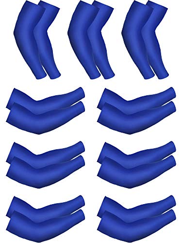 9 Pairs Unisex UV Protection Sleeves Arm Cooling Ice Silk Arm Cover Sleeves (Royal Blue)