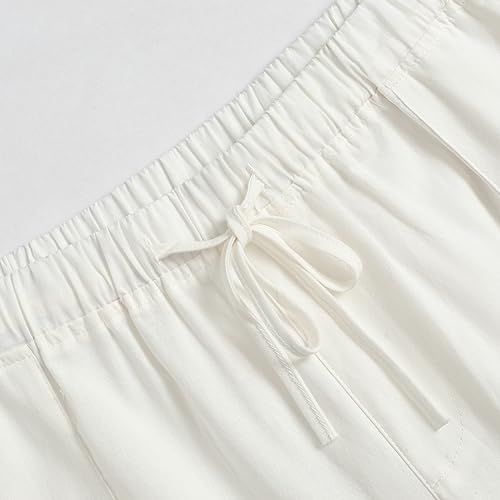 Alessia Cara Women's Wide Leg Linen Pants High Waisted Loose Drawstring Casual Trousers3